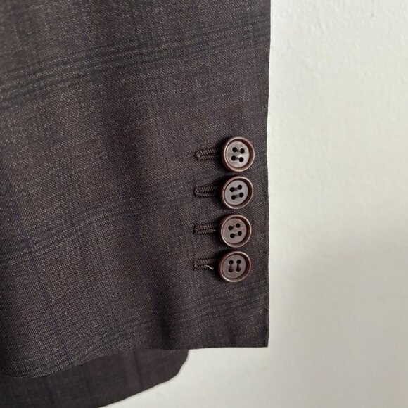 $1800 Canali Brown Check Wool Sport Coat / Blazer Surgeon’s Cuffs- 42 - Picture 5 of 12
